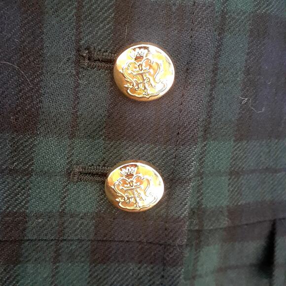 Ladies Talbots 2-Piece Wool Pant Suit Plaid Green & Black Size 4 Tailored Look - Picture 4 of 15